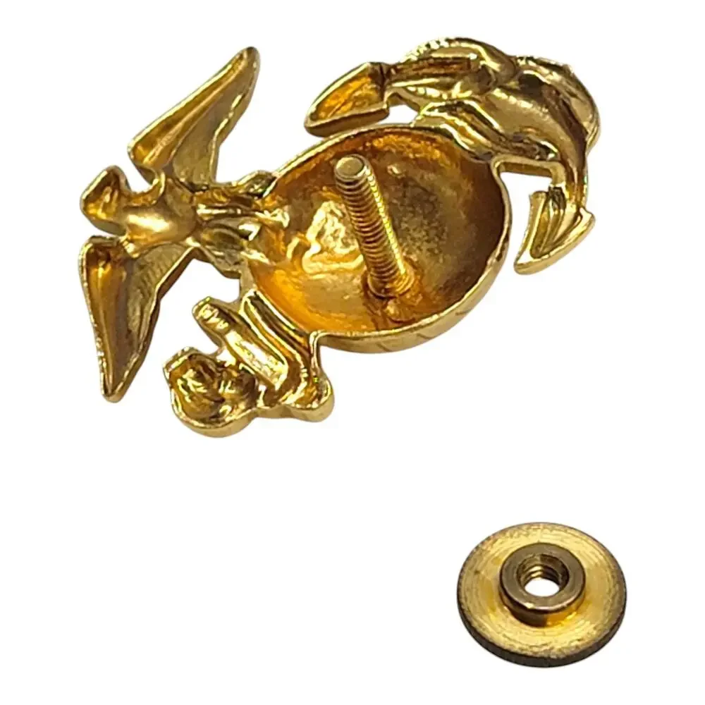 USMC EGA Eagle Globe Anchor Hat Pin Screw Back Gold Tone Marine Cap Insignia